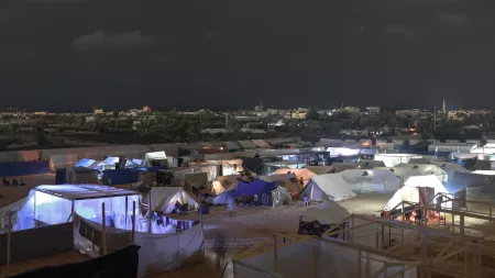 Tent camp at night