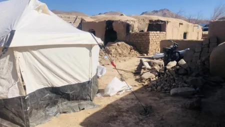 Zahra's demolished house. Zahra is a 34-year old woman affected by the earthquake in Afghanistan.