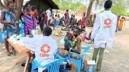 Residents queueing for a food distribution program in Pibor Administrative Area