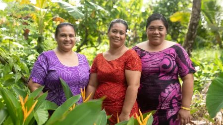 Farmers Norma, Silaumua and Oneone participate in activities that help increase household income.